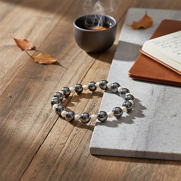 Terahertz 86.00 Ctw Beaded And Freshwater Pearl Stretch Bracelet
