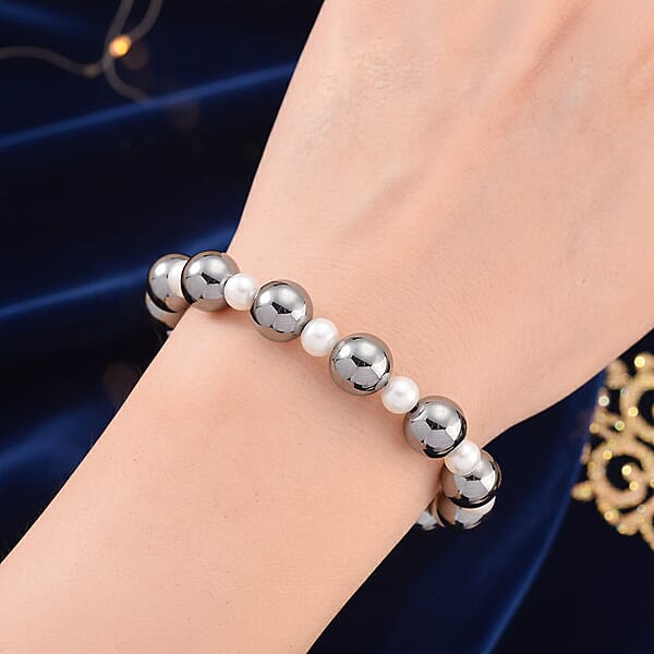 Terahertz 86.00 Ctw Beaded And Freshwater Pearl Stretch Bracelet