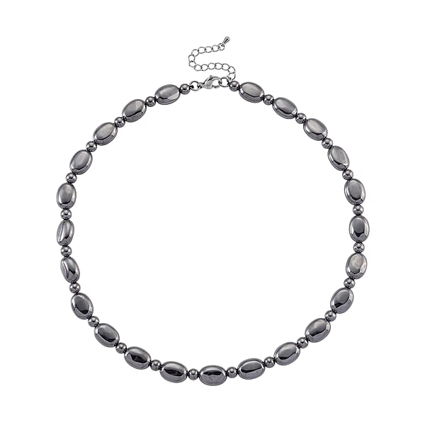 Terahertz 90.00 Ctw Fancy And Barrel Beaded Necklace In Stainless Steel 18 Inches