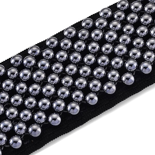 Terahertz Beaded Bracelet With Black Polyester Wrap 250.00 Ctw (12.5 In)