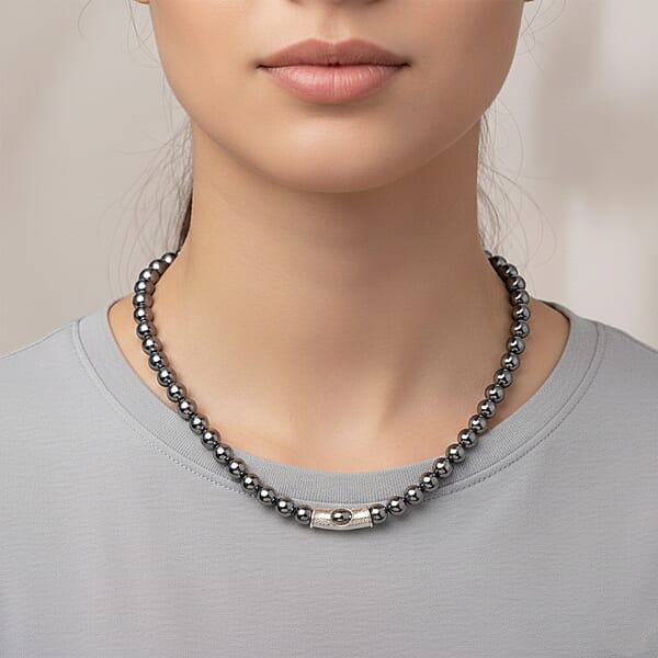 Terahertz Beaded Necklace In Silvertone 300.00 Ctw (20 Inches)