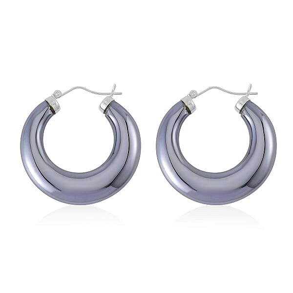 Terahertz Hoop Earrings In Rhodium Over Sterling Silver 63.70 Ctw