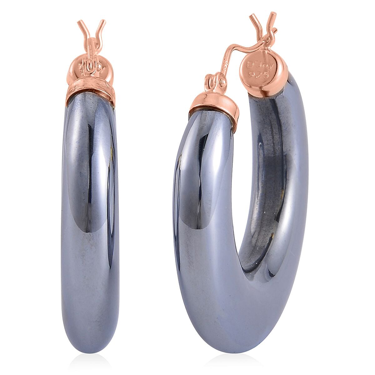 Terahertz Hoop Earrings in Vermeil Rose Gold Over Sterling Silver 63.70 ctw