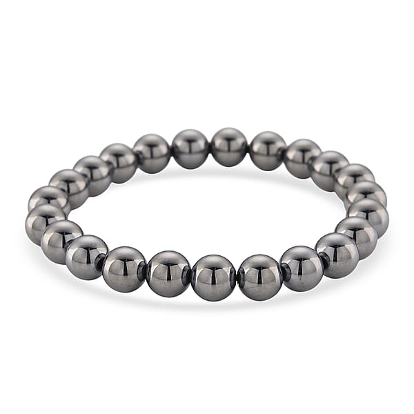 Terahertz Round Mirror And Beaded Stretch Bracelet 225.00 Ctw (6.5-7 Inches)
