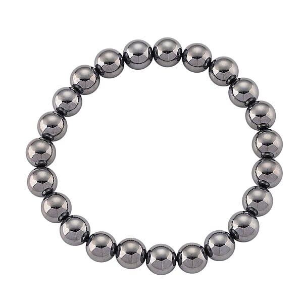 Terahertz Round Mirror And Beaded Stretch Bracelet 225.00 Ctw (6.5-7 Inches)
