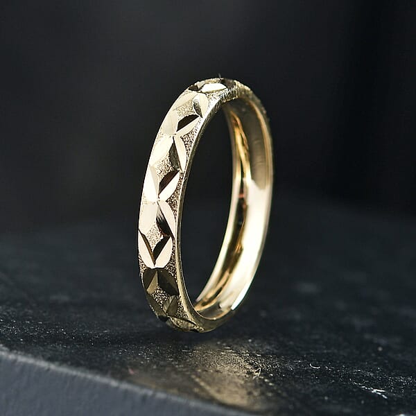 Textured Leaf Band Ring In 10K Yellow Gold 2.06 Grams