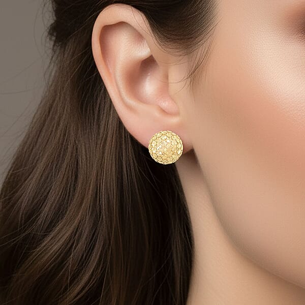 Textured Stud Earrings In 14K Yellow Gold 4.22 Grams