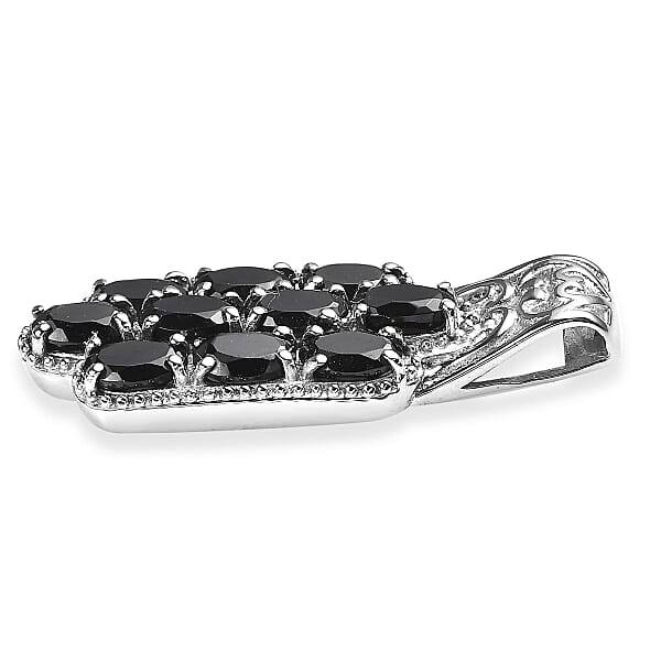 Thai Black Spinel 6.10 Ctw Pendant Without Chain In Stainless Steel