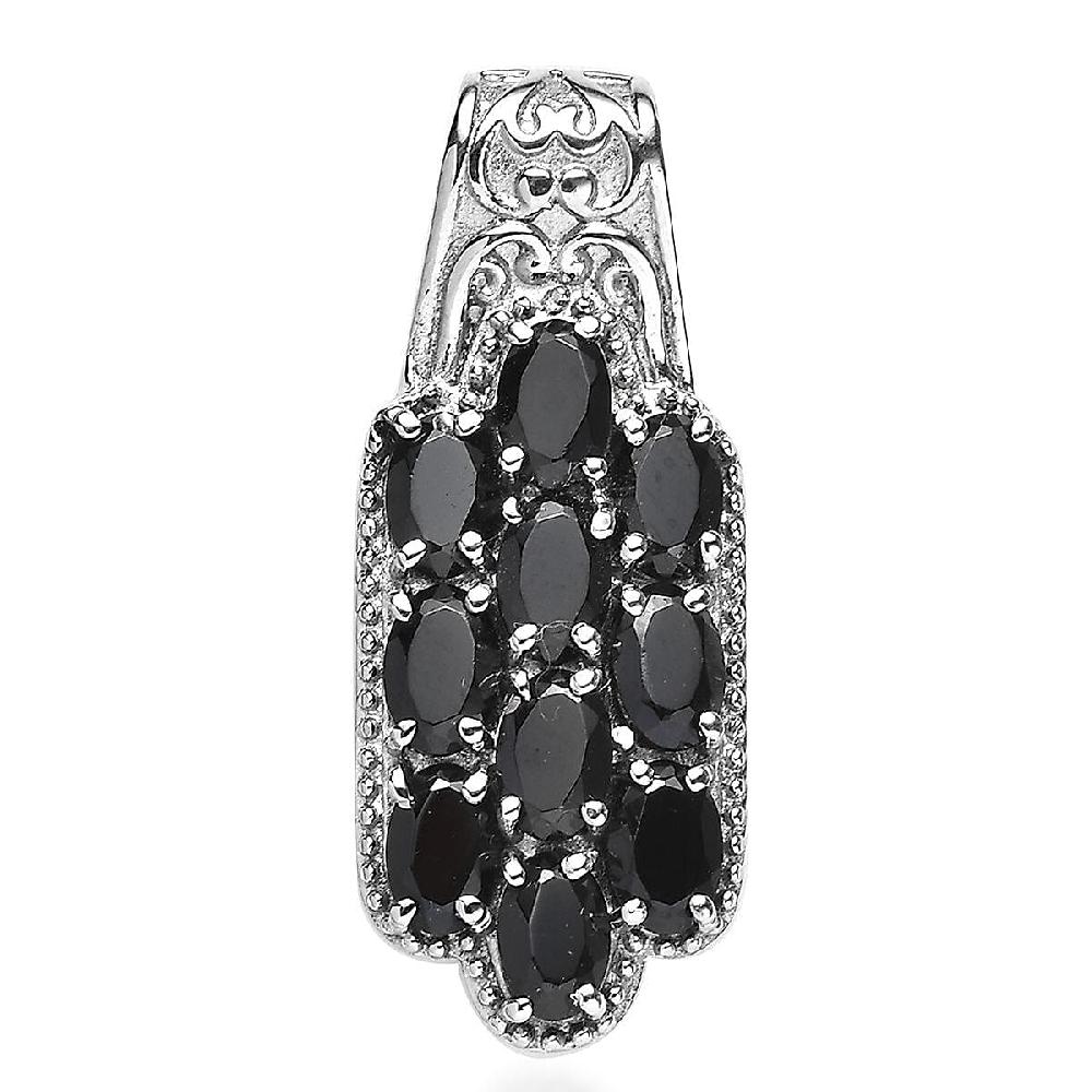 Thai Black Spinel 6.10 ctw Pendant without Chain in Stainless Steel