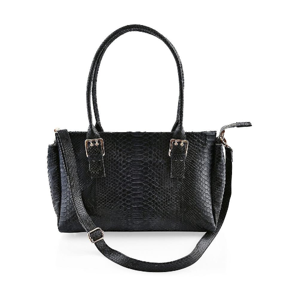 The Grand Pelle Black 100% Genuine Python Leather Handbag