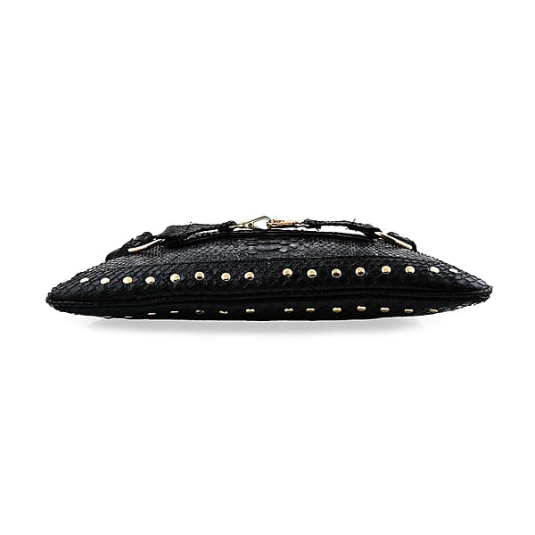 The Grand Pelle Black 100% Genuine Python Leather Reticulatus Bag