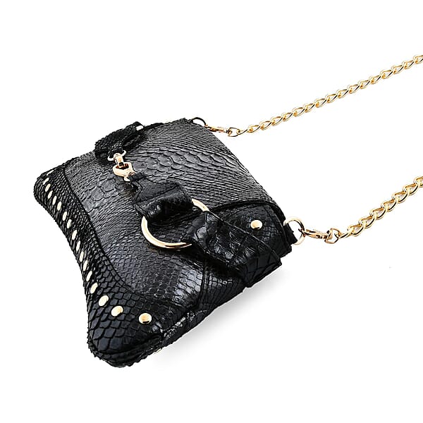 The Grand Pelle Black 100% Genuine Python Leather Reticulatus Bag