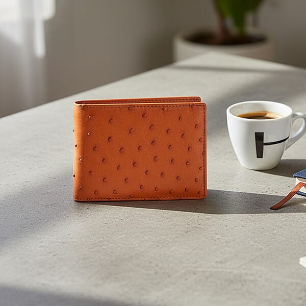 The Grand Pelle Brick Brown Ostrich Genuine Leather Wallet