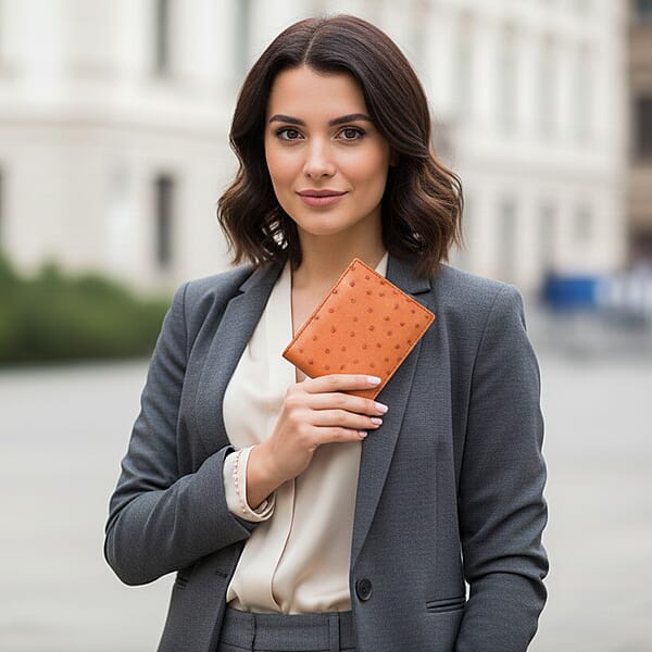The Grand Pelle Brick Brown Ostrich Genuine Leather Wallet