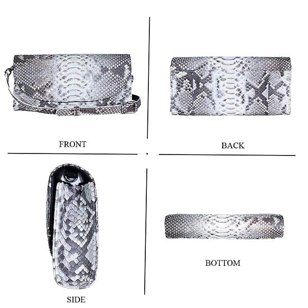 The Grand Pelle Handcrafted Natural Genuine Python Leather Clutch Bag With Shoulder Strap