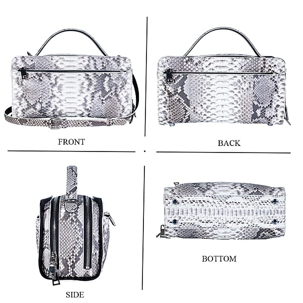 The Grand Pelle Handcrafted Natural Genuine Python Leather Bag With Shoulder Strap