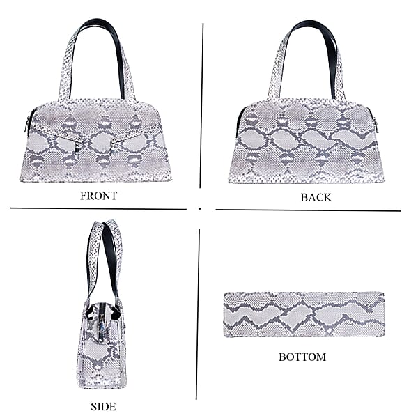 The Grand Pelle Handcrafted Natural Genuine Python Leather Trapeze Tote Bag