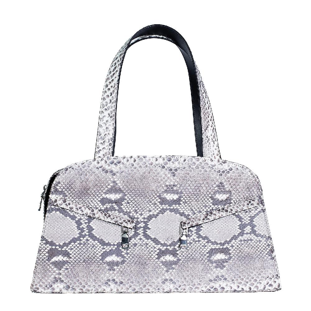 The Grand Pelle Handcrafted Natural Genuine Python Leather Trapeze Tote Bag
