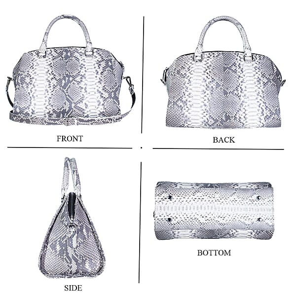 The Grand Pelle Handcrafted Natural Genuine Python Leather Satchel Bag With Shoulder Strap