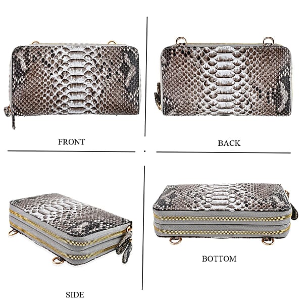 The Grand Pelle Natural 100% Genuine Python Leather Crossbody Wallet
