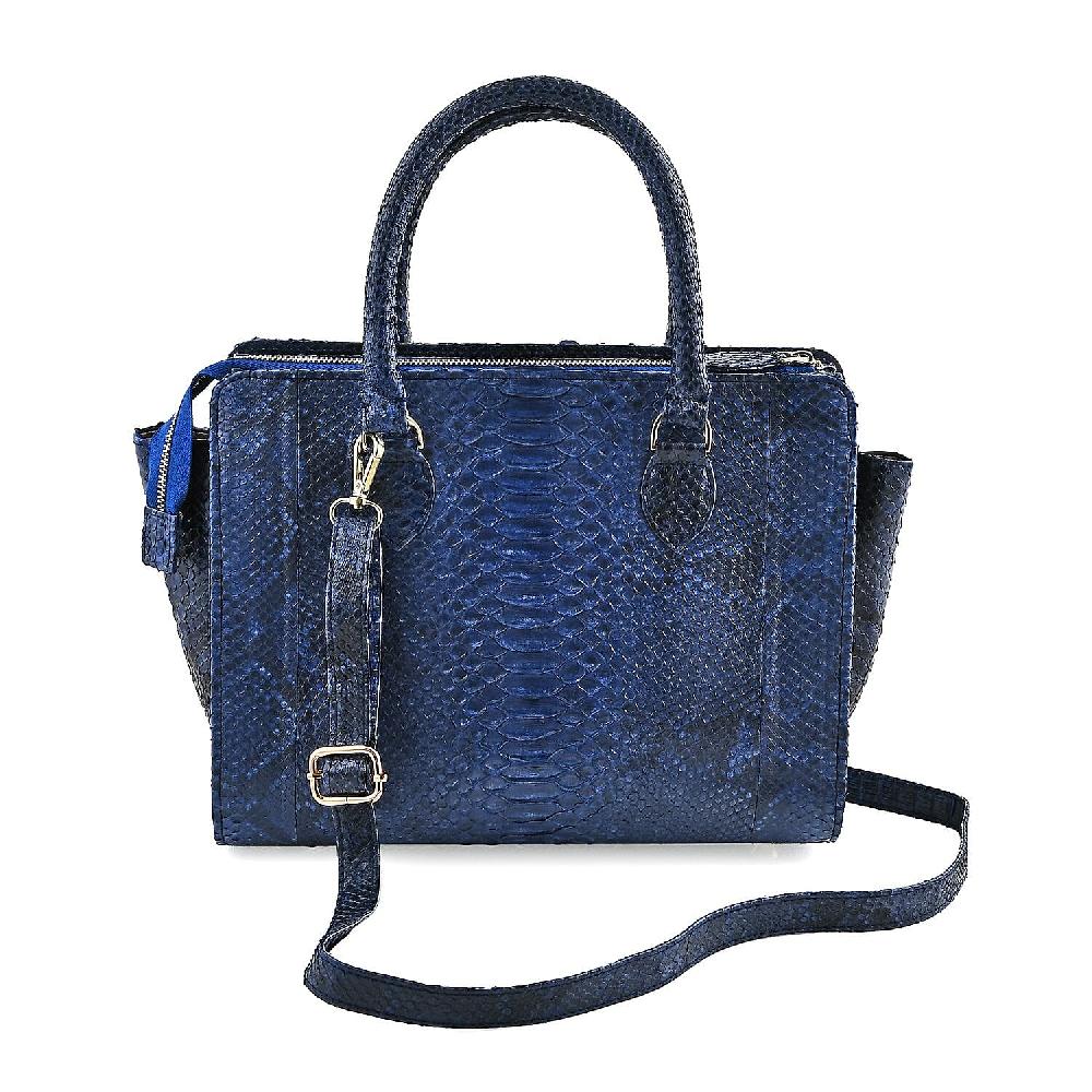 The Pelle Collection Blue 100% Genuine Python Leather Tote Bag for Women Satchel Purse Shoulder Handbag Designer Tote Bag