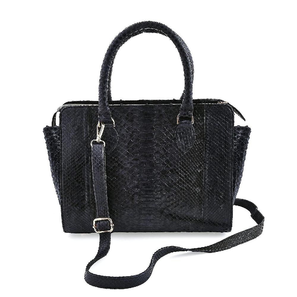 The Pelle Collection Dark Gray 100% Genuine Python Leather Tote Bag for Women Satchel Purse Shoulder Handbag Designer Tote Bag