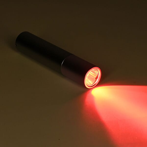 Therabliss Red Light Physiotherapy Flashlight - Silver With Purple (2200 MAh Battery Included)
