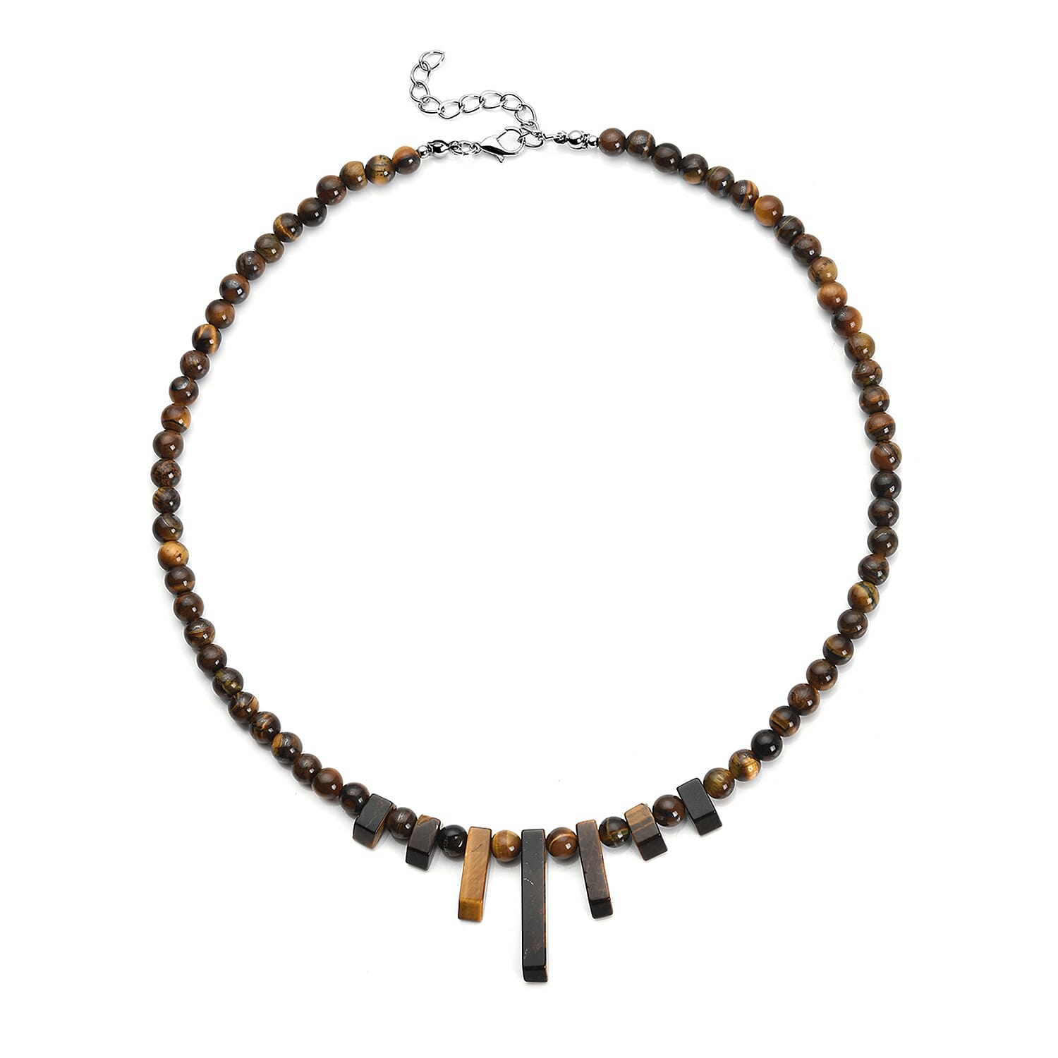 Tiger's Eye 162.00 ctw Necklace in Silvertone 18-20 Inches