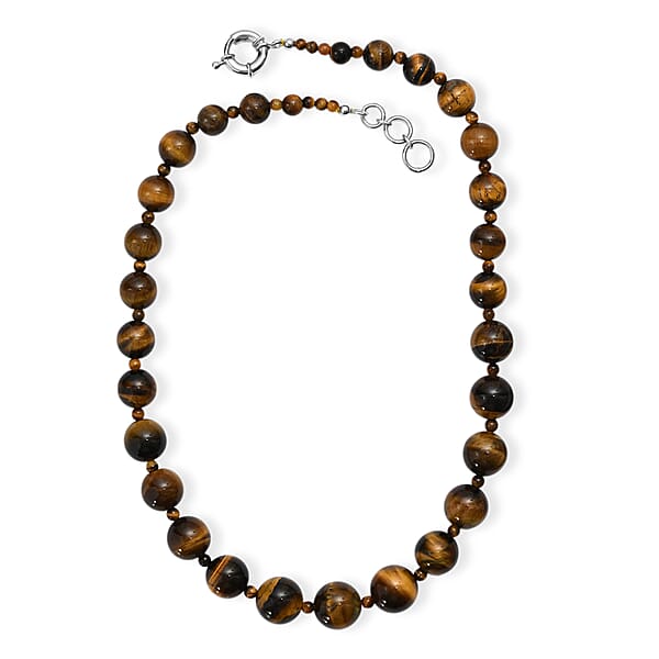Tigers Eye 470.00 Ctw Beaded Necklace In Platinum Bond 20 Inches
