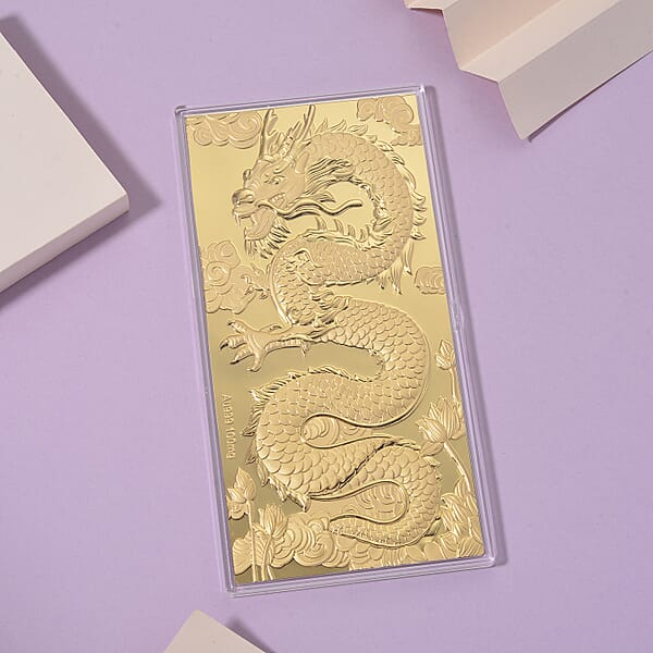 TLV 24K Yellow Golden Dragon Emboss Sheet 15.5x7.5cm 100mg
