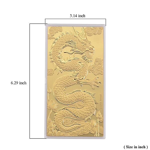 TLV 24K Yellow Golden Dragon Emboss Sheet 15.5x7.5cm 100mg