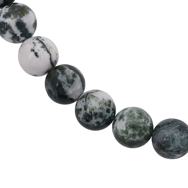 Tree Agate Beaded 317.20 Ctw Necklace 18 Inches In Sterling Silver