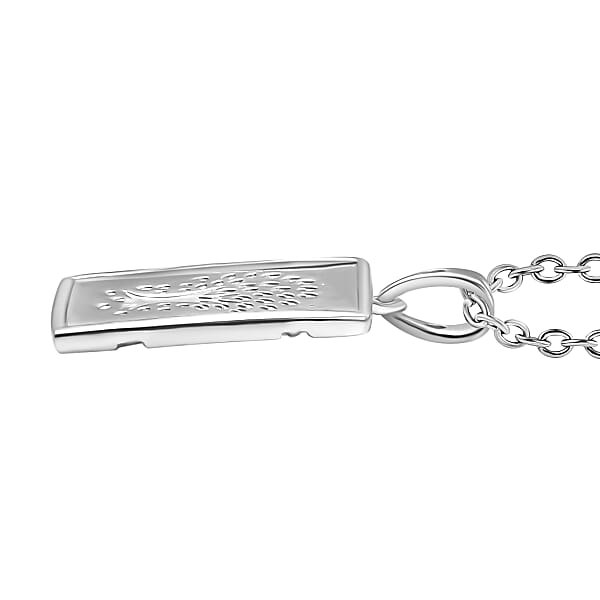 Tree Of Life Bar Pendant Necklace In 10K White Gold 2.10 Grams 20 Inches (Del. In 10-12 Days)