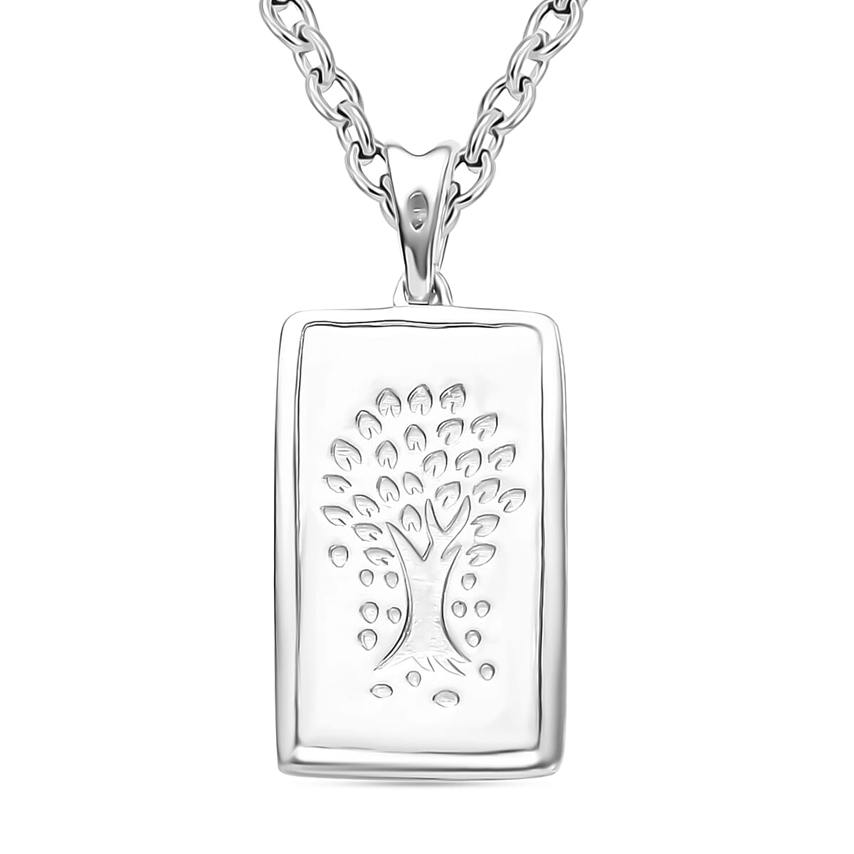Tree of Life Bar Pendant Necklace in 10K White Gold 2.10 Grams 20 Inches (Del. in 10-12 Days)