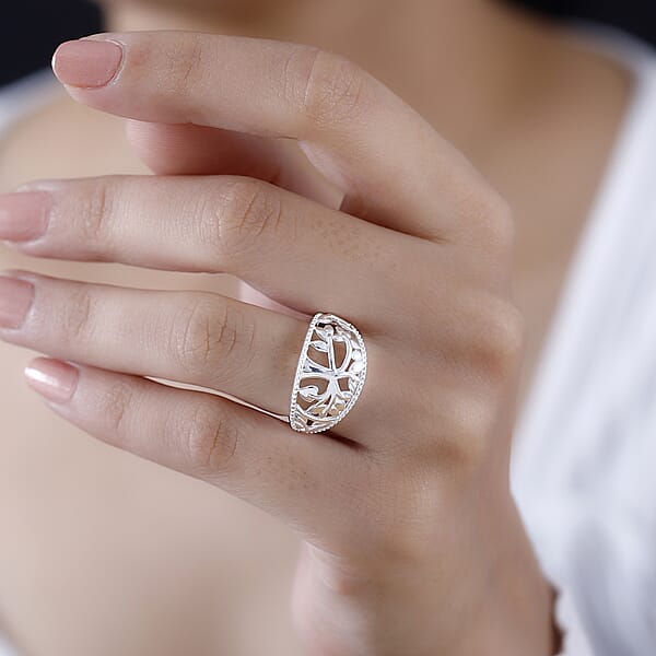 Tree Of Life Ring In 10K White Gold 3 Grams