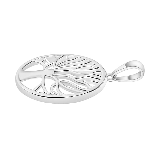 Tree Of Life Round Pendant Necklace In 10K White Gold 2.60 Grams 20 Inches (Del. In 10-12 Days)