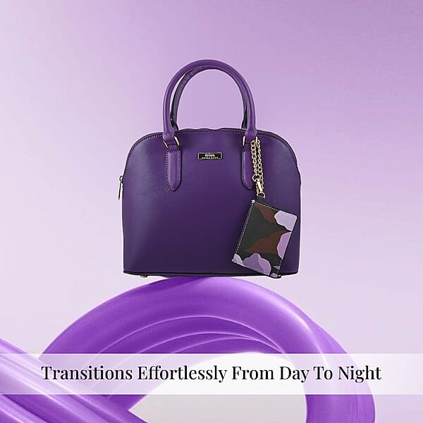 Trina Turk Purple Faux Leather Dome Crossbody Bag