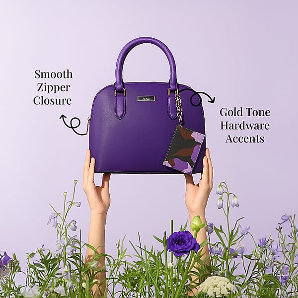 Trina Turk Purple Faux Leather Dome Crossbody Bag