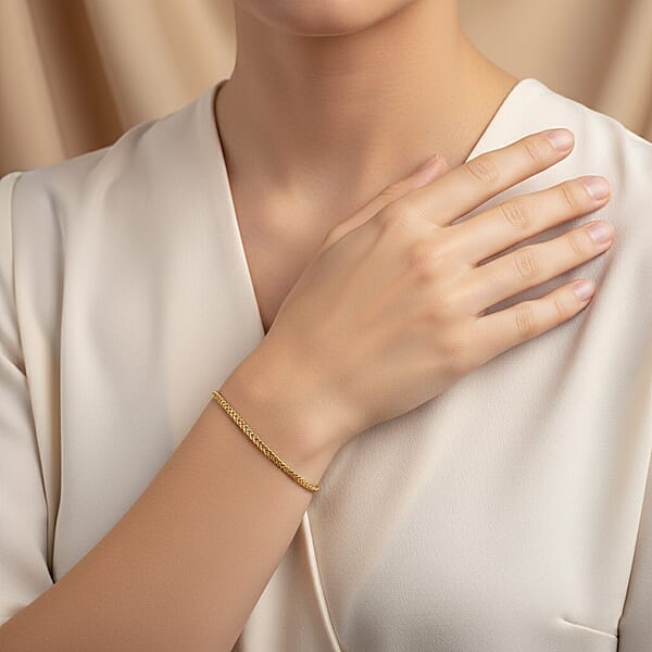 Triple Spiga Chain Bracelet In 18K Yellow Gold (7.25 In) 0.95 Grams