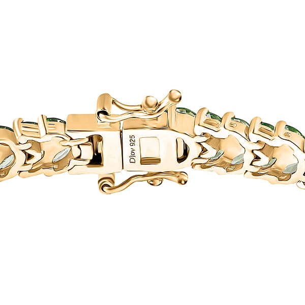 Tsavorite Garnet 10.20 Ctw Bracelet In 18K Vermeil Yellow Gold Over Sterling Silver (7.25 In) (Del. In 10-12 Days)