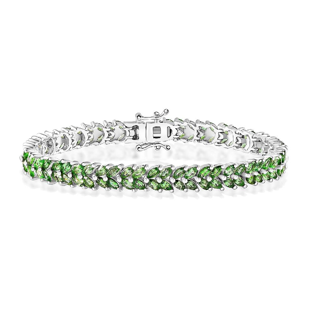 Tsavorite Garnet 10.20 ctw Bracelet in Rhodium Over Sterling Silver (7.25 In) (Del. in 10-12 Days)