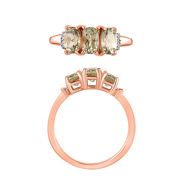Turkizite And Diamond 1.70 Ctw Ring In 18K Vermeil Rose Gold Over Sterling Silver (Size 10.0) (Del. In 10-12 Days)