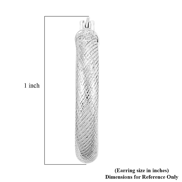 Twisted Diamond-cut Hoop Earrings In Sterling Silver 3.50 Grams