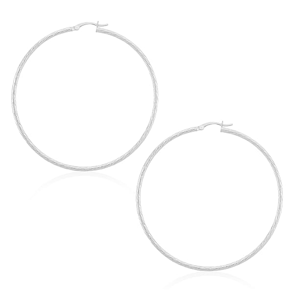 Twisted Lines Hoop Earrings In Sterling Silver 6.2 Grams