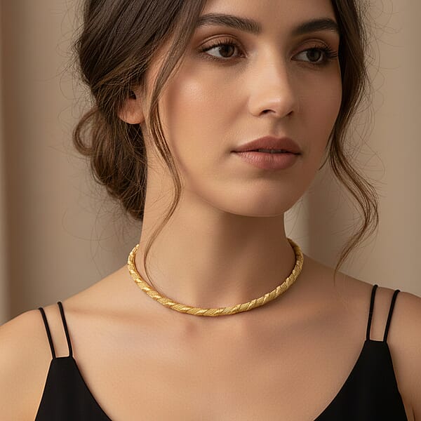Twisted Texture Necklace In Goldtone 16 Inches
