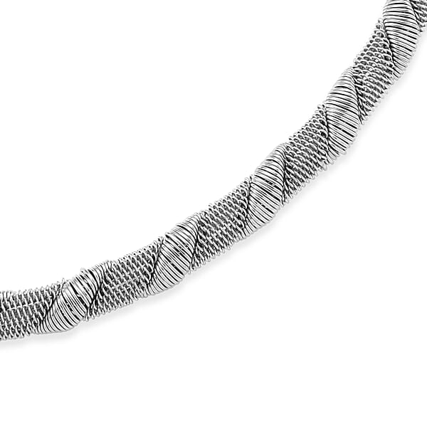 Twisted Texture Necklace In Silvertone 16 Inches