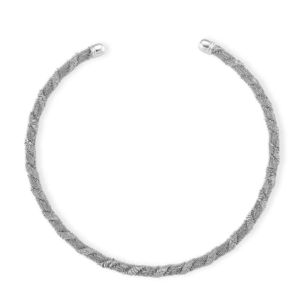 Twisted Texture Necklace in Silvertone 16 Inches