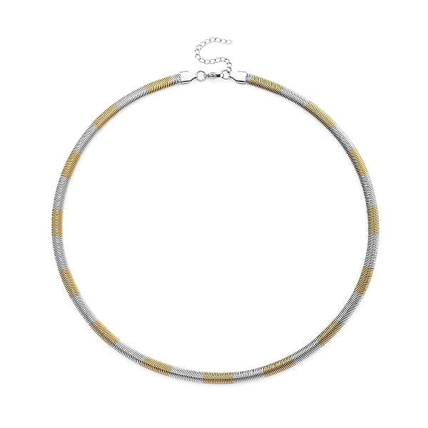 Two-tone Flat Snake Chain Necklace In ION Plated YG And Stainless Steel 20-22 Inches