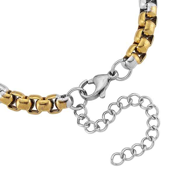 Two-tone Pop Chain Bracelet (7.5-9.5In) In ION Plated YG And Stainless Steel