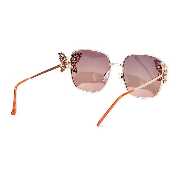UV400 Polarized Sunglasses With Storage Bag - Light Brown